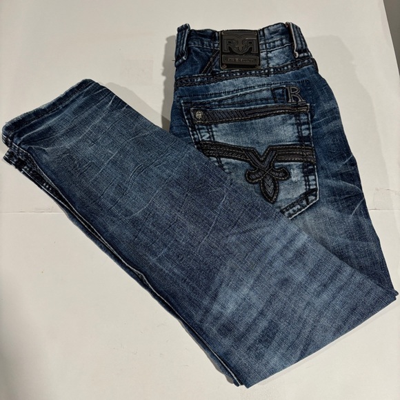 Rock Revival Mens Sarley Slim Straight Jeans Size 33 X 31